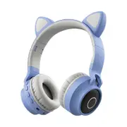 Cat Ears Headset Wireless Glowing Headset Computer Gaming Headset - Sky Blue
