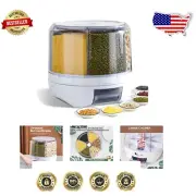 360° Rotating Grain Dispenser with Sealed Lid - 6 Grid Food Storage Container