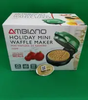 Christmas Tree Waffles NIB AMBIANO HOLIDAY MINI WAFFLE MAKER Non-stick 4"