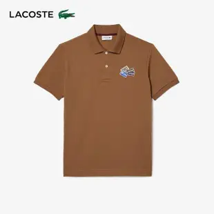 【LACOSTE】男裝-棉質網眼徽章短袖Polo衫(咖啡色)