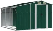 Garden Shed Outdoor Shed Firewood Storage Shed Green Galvanised Steel vidaXL