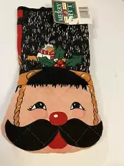 Vintage Merry Mitt Man With Hat Bird In Mouth Holiday New