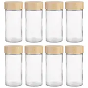 8x Appetito 85ml Glass Spice Jar Round Condiment Storage Container w/Bamboo Lid
