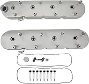 GRCFUMO 2 Pcs Engine Valve Cover, Aluminum Valve Cover with Strut Bracket, Engine Engine Valve Cover Set for LS LS1 LS2 LS3 LS6 LS7 5.3 6.0 6.2
