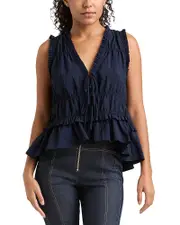 Cinq a Sept Taylum V Neck Ruffle Peplum Top