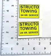 Structo towing 24 hour service water slide decal set