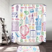Funny Multi Colored Back to School Kit Shower Curtain