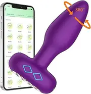 App Controlled Anal Butt Plug Vibrator 360° Rotating Vibrating Anal Plug Stimulator Dildo Prostate Massager with App Control Anal Sex Toys Vibrator for Men and Women Couples Adult Sex Toy (Purple)