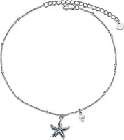 Starfish Anklet for Women Sterling Silver Boho Style Starfish Adjustable 9Inch+2