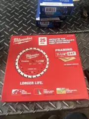 25 Pack Milwaukee 7 1/4 Premium Circular Saw Blades 24 Tooth 48-40-1720 NEW