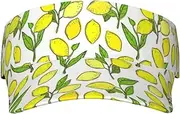 Yellow Fresh Lemons Print Sunscreen Visor Hats for Women Men Adjustable Empty Top Beach Cap Hat Adults Outdoor Sports, Black, One Size, Black, One Size