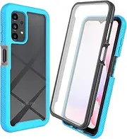 [ILING] Trasparente Case for Samsung Galaxy A13 5G/4G/Samsung Galaxy A04s, 360° Full Body Protection Cover with Built-in Screen Protector, Shockproof PC + TPU Bumper Case Cover (Light Blue)