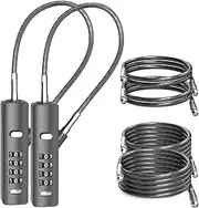 Cable Locks with Combination, 4-Digit Combination Lock with 3 Replaceable Different Lengths Steel Rope, for Cabinets, Lockers, File Cabinets, Wardrobes, Small Fences, Refrigerator Door (2, Gun-Grey)