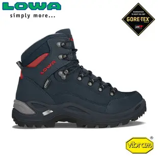 【LOWA 德國 女 Renegade GTX Mid 中筒多功能健行鞋《深藍/磚紅》】LW320945/登山鞋/中筒靴/徒步鞋