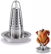 Chicken Roaster Rack, Stainless Steel Chicken Rack with Oil Drain Tray Portable Grill Multifunctional Detachable Outdoor Beer Can Chicken Holder Chicken Roasting Pan