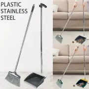 2Pcs Broom and Dustpan Set with Long Handle Retractable Upright Broom tcKiy