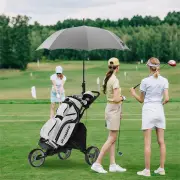 Costway3 Wheel Folding Golf Walking Push Cart with Coated Storage Bag-Grey