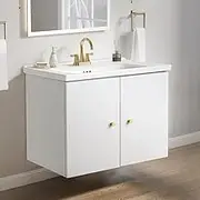 Simplus 600MM Bathroom Vanity Unit with Sink, Wall-Mounted Storage Cabinet with 15mm MDF Board Smooth Edges, Space-Saving Organizer Furniture for Home Bathroom Washroom