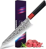 SANNKA Chef Kiritsuke Knife 8.5 Inch Damascus Kitchen Knife - Japanese VG10 High Carbon Steel, 67-Layer Steel, Sharp Cooking Knife With Sheath