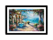 Beach Dining Framed print Art Poster