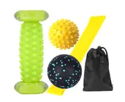 Yoga Block Roller with Trigger Points Massage Ball Latex Belt Body Exercise Set-Yellow5pcs - Yellow