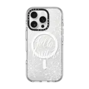 iPhone 16 Pro Clear Case MagSafe Compatible Hello Winter Snowflakes Quote by Nature Magick