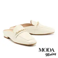 在飛比找momo購物網優惠-【MODA Luxury】韓系質感全真皮方頭低跟穆勒鞋(白)