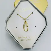 Vintage Coro Necklace Initial Letter C Pendant Gold Tone Dainty Chain Delicate