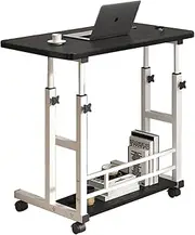 Laptop Table, Small Stand Desk Desktop Computer Standing Study Desks Bed Side Tables Home Office Travel Studio Furniture Standing Laptop Rolling Desk (2 Tiers)
