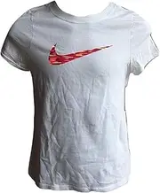 [Nike] Girl's Tee T-Shirt Graphic Print Swoosh 892701 (M, White)