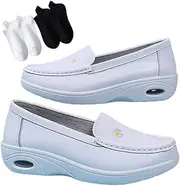 [ZSCAL] Fashionable Air Cushion Slip-On Platform Nurse Shoes for Women, Arch Support Women's Breathable Moccasins Shoes, Comfortable Walking Wedge Sneaker, for Hospital Nurse Doctors