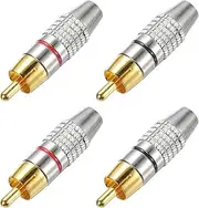 uxcell RCA to Speaker Wire Connector, 270RCA Solderless Male Plug Gold Plated Stereo Audio Connector Adapter Jack Plug RCA Converter Black Panel Mount 2pcs