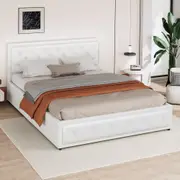 ALFORDSON Bed Frame Double Gas Lift Storage Base White