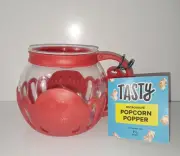 Tasty Borosilicate Glass Microwave Micro Pop Popcorn Popper 1.5 Quarts Red New