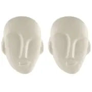 2x Maine & Crawford Troy Papier Mache 20cm Mask Wall Sculpture Hang Decor Cream