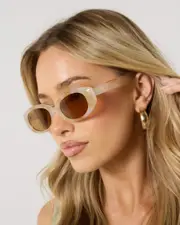 [Aire] Aire Women's Affinity Sunglasses in Yellow Marble/Hazel Tint One Size Yellow Marble/Hazel Tint
