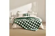 Dreamaker Gingham Plush Throw Blanket Green - 180x200cm