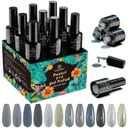 NNETM 9 Pcs Elegant Soak Off Gel Nail Collection With Base, Glossy & Matte Gel Top Coat, Gel Nail Polish Set DIY Manicure Kit
