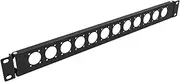 QiaoYoubang 1U Hinged D-Series 12 Connectors Punch-Out Component Panel for 19 inches Sound, AV, Computer -Equipment Racks- Patch Panel Compatible with XLR, HDMI (1U12D)