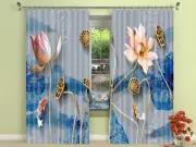 3D Lotus 46 Blockout Photo Curtain Print Curtains Drapes Fabric Window AU