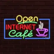 NEW "OPEN INTERNET CAFE" w/BORDER 33x18x1 INCH LED FLEX WINDOW INDOOR SIGN 35522