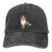 Washed Men's Baseball Cap BORDER Red Merle Chibi Trucker Snapback Caps Dad Hat