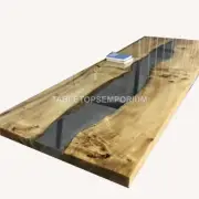 Clear Epoxy Resin Dining Table Tops, Wooden Epoxy Table, Resin Table Home Decors