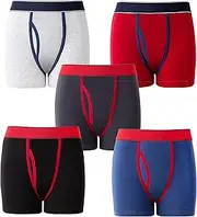 [Panzy] Boys Boxers 5 Pairs of Kids Trunks Boxer Short Easy Care Cotton Stretch Underwear Pants Boxer Shorts