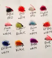 12 SIZE 8 DRESSED FLIES MUSTAD 7970 HOOKS ,5X STRONG, SALMON,STEELHEAD, BROWNS