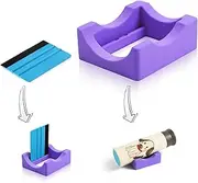 Small Silicone Cup Cradle,Tumbler Holder with Built-in Slot and Felt Edge Squeegee, Use to Apply Vinyl Decals for Mug Beer Can and Glass Bottle, Anti-Skidding Display Tumbler Stand (Purple)