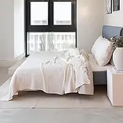 Viva Maison - Muslin Bedspread & Pillowcases Set of 3, Twin Size, Organic Turkish Cotton, Airy Lightweight Muslin Blanket with Fringe (Natural, Twin Size: 63 x 91 Set-3)