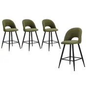 Oikiture 4X Bar Stools Green Boucle