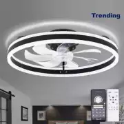 OAKS AURA 20 in. LED Black Low Profile Ceiling Fan w/ Smart App, Remote, Light