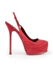 Red Suede Platform Slingback Heels